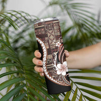Samoa Siapo Tribal Pattern Skinny Tumbler Brown Polynesian Plumeria Tapa Motif LT9 - Polynesian Pride