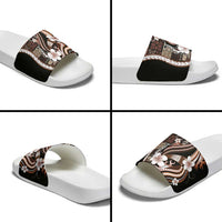 Samoa Siapo Tribal Pattern Slide Sandals Brown Polynesian Plumeria Tapa Motif LT9 - Polynesian Pride