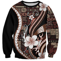 Samoa Siapo Tribal Pattern Sweatshirt Brown Polynesian Plumeria Tapa Motif LT9 Unisex Brown - Polynesian Pride