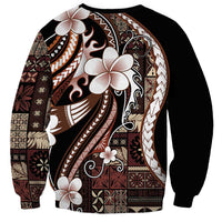 Samoa Siapo Tribal Pattern Sweatshirt Brown Polynesian Plumeria Tapa Motif LT9 - Polynesian Pride