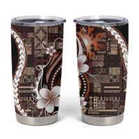 Samoa Siapo Tribal Pattern Tumbler Cup Brown Polynesian Plumeria Tapa Motif LT9 Brown - Polynesian Pride