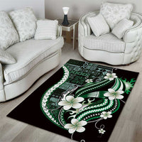 Samoa Siapo Tribal Pattern Area Rug Forest Green Polynesian Plumeria Tapa Motif LT9 - Polynesian Pride