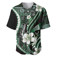 Samoa Siapo Tribal Pattern Baseball Jersey Forest Green Polynesian Plumeria Tapa Motif LT9 Green - Polynesian Pride