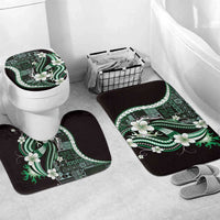 Samoa Siapo Tribal Pattern Bathroom Set Forest Green Polynesian Plumeria Tapa Motif LT9 Mat Set Only (3 pcs) One Size Green - Polynesian Pride