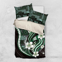 Samoa Siapo Tribal Pattern Bedding Set Forest Green Polynesian Plumeria Tapa Motif LT9 US Twin 172cm x 218cm Green - Polynesian Pride