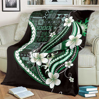 Samoa Siapo Tribal Pattern Blanket Forest Green Polynesian Plumeria Tapa Motif LT9 - Polynesian Pride