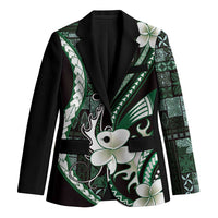 Samoa Siapo Tribal Pattern Blazer Forest Green Polynesian Plumeria Tapa Motif LT9 Unisex Green - Polynesian Pride