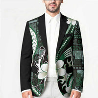 Samoa Siapo Tribal Pattern Blazer Forest Green Polynesian Plumeria Tapa Motif LT9 - Polynesian Pride