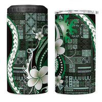 Samoa Siapo Tribal Pattern 4 in 1 Can Cooler Tumbler Forest Green Polynesian Plumeria Tapa Motif LT9 One Size: 16 oz Green - Polynesian Pride