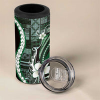 Samoa Siapo Tribal Pattern 4 in 1 Can Cooler Tumbler Forest Green Polynesian Plumeria Tapa Motif LT9 - Polynesian Pride