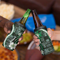 Samoa Siapo Tribal Pattern 4 in 1 Can Cooler Tumbler Forest Green Polynesian Plumeria Tapa Motif LT9 - Polynesian Pride