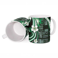 Samoa Siapo Tribal Pattern Ceramic Mug Forest Green Polynesian Plumeria Tapa Motif LT9 - Polynesian Pride