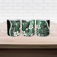 Samoa Siapo Tribal Pattern Ceramic Mug Forest Green Polynesian Plumeria Tapa Motif LT9 - Polynesian Pride