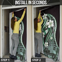 Samoa Siapo Tribal Pattern Door Cover Forest Green Polynesian Plumeria Tapa Motif