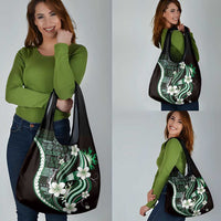 Samoa Siapo Tribal Pattern Grocery Bag Forest Green Polynesian Plumeria Tapa Motif LT9 - Polynesian Pride