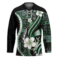 Samoa Siapo Tribal Pattern Hockey Jersey Forest Green Polynesian Plumeria Tapa Motif LT9 Unisex Green - Polynesian Pride