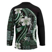 Samoa Siapo Tribal Pattern Hockey Jersey Forest Green Polynesian Plumeria Tapa Motif LT9 - Polynesian Pride