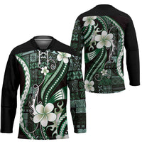 Samoa Siapo Tribal Pattern Hockey Jersey Forest Green Polynesian Plumeria Tapa Motif LT9 - Polynesian Pride