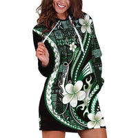 Samoa Siapo Tribal Pattern Hoodie Dress Forest Green Polynesian Plumeria Tapa Motif LT9 Green - Polynesian Pride