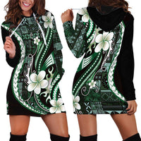 Samoa Siapo Tribal Pattern Hoodie Dress Forest Green Polynesian Plumeria Tapa Motif LT9 - Polynesian Pride