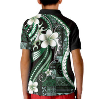 Samoa Siapo Tribal Pattern Kid Polo Shirt Forest Green Polynesian Plumeria Tapa Motif LT9 - Polynesian Pride