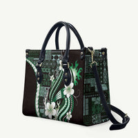 Samoa Siapo Tribal Pattern Leather Bag Forest Green Polynesian Plumeria Tapa Motif LT9 Green - Polynesian Pride