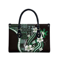 Samoa Siapo Tribal Pattern Leather Bag Forest Green Polynesian Plumeria Tapa Motif LT9 - Polynesian Pride