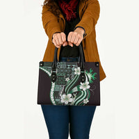 Samoa Siapo Tribal Pattern Leather Bag Forest Green Polynesian Plumeria Tapa Motif LT9 - Polynesian Pride