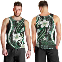 Samoa Siapo Tribal Pattern Men Tank Top Forest Green Polynesian Plumeria Tapa Motif LT9 - Polynesian Pride