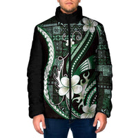 Samoa Siapo Tribal Pattern Padded Jacket Forest Green Polynesian Plumeria Tapa Motif LT9 Men Green - Polynesian Pride