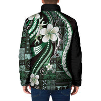 Samoa Siapo Tribal Pattern Padded Jacket Forest Green Polynesian Plumeria Tapa Motif LT9 - Polynesian Pride