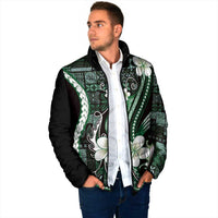 Samoa Siapo Tribal Pattern Padded Jacket Forest Green Polynesian Plumeria Tapa Motif LT9 - Polynesian Pride