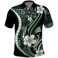 Samoa Siapo Tribal Pattern Polo Shirt Forest Green Polynesian Plumeria Tapa Motif LT9 Green - Polynesian Pride