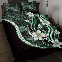 Samoa Siapo Tribal Pattern Quilt Bed Set Forest Green Polynesian Plumeria Tapa Motif LT9 Green - Polynesian Pride