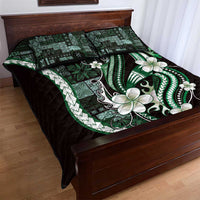 Samoa Siapo Tribal Pattern Quilt Bed Set Forest Green Polynesian Plumeria Tapa Motif LT9 - Polynesian Pride