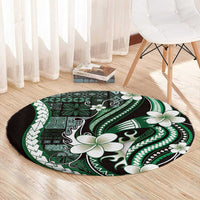 Samoa Siapo Tribal Pattern Round Carpet Forest Green Polynesian Plumeria Tapa Motif LT9 - Polynesian Pride