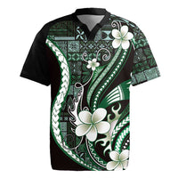 Samoa Siapo Tribal Pattern Rugby Jersey Forest Green Polynesian Plumeria Tapa Motif LT9 Green - Polynesian Pride