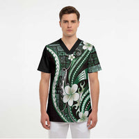 Samoa Siapo Tribal Pattern Scrub Top Forest Green Polynesian Plumeria Tapa Motif LT9 - Polynesian Pride