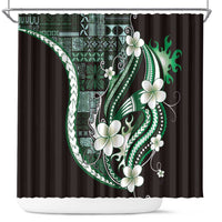 Samoa Siapo Tribal Pattern Shower Curtain Forest Green Polynesian Plumeria Tapa Motif LT9 Green - Polynesian Pride