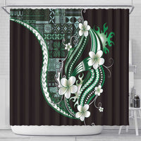 Samoa Siapo Tribal Pattern Shower Curtain Forest Green Polynesian Plumeria Tapa Motif LT9 - Polynesian Pride
