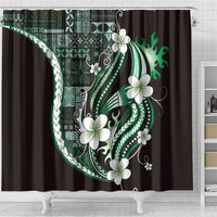Samoa Siapo Tribal Pattern Shower Curtain Forest Green Polynesian Plumeria Tapa Motif LT9 - Polynesian Pride