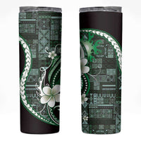 Samoa Siapo Tribal Pattern Skinny Tumbler Forest Green Polynesian Plumeria Tapa Motif LT9 Green - Polynesian Pride