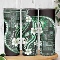 Samoa Siapo Tribal Pattern Skinny Tumbler Forest Green Polynesian Plumeria Tapa Motif LT9 - Polynesian Pride