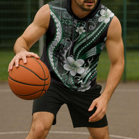 Samoa Siapo Tribal Pattern Sleeveless Hoodie Forest Green Polynesian Plumeria Tapa Motif LT9 - Polynesian Pride