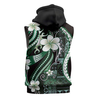 Samoa Siapo Tribal Pattern Sleeveless Zip Hoodie Forest Green Polynesian Plumeria Tapa Motif LT9 - Polynesian Pride