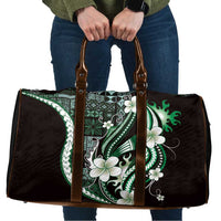 Samoa Siapo Tribal Pattern Travel Bag Forest Green Polynesian Plumeria Tapa Motif