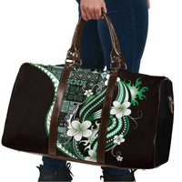 Samoa Siapo Tribal Pattern Travel Bag Forest Green Polynesian Plumeria Tapa Motif