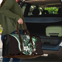 Samoa Siapo Tribal Pattern Travel Bag Forest Green Polynesian Plumeria Tapa Motif