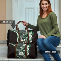 Samoa Siapo Tribal Pattern Travel Bag Forest Green Polynesian Plumeria Tapa Motif