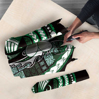 Samoa Siapo Tribal Pattern Umbrella Forest Green Polynesian Plumeria Tapa Motif LT9 - Polynesian Pride